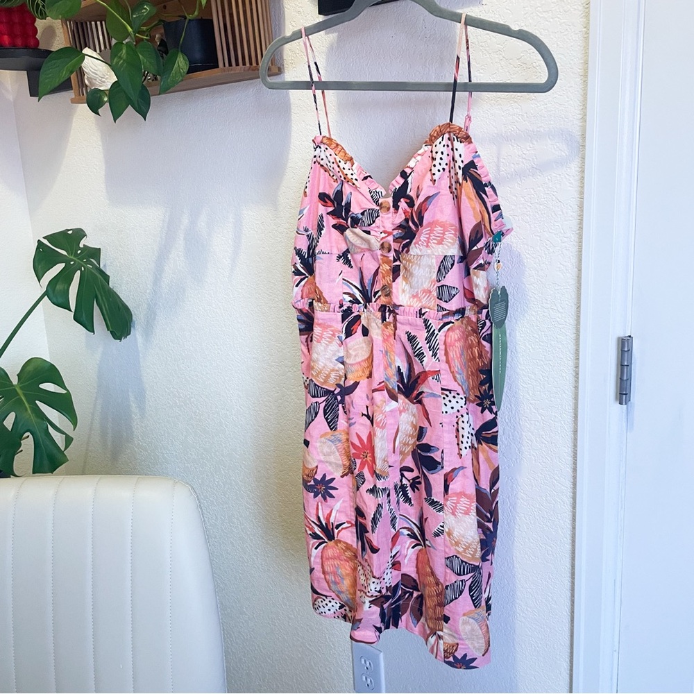 FARM Rio- Pink Sleeveless Printed Dress, Large